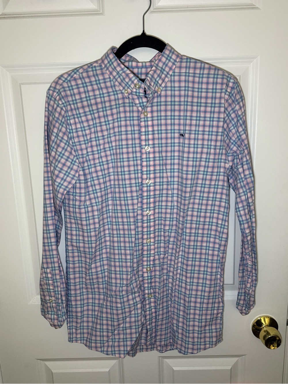 Vineyard Vines Pink and Blue Plaid Button-Down Shirt